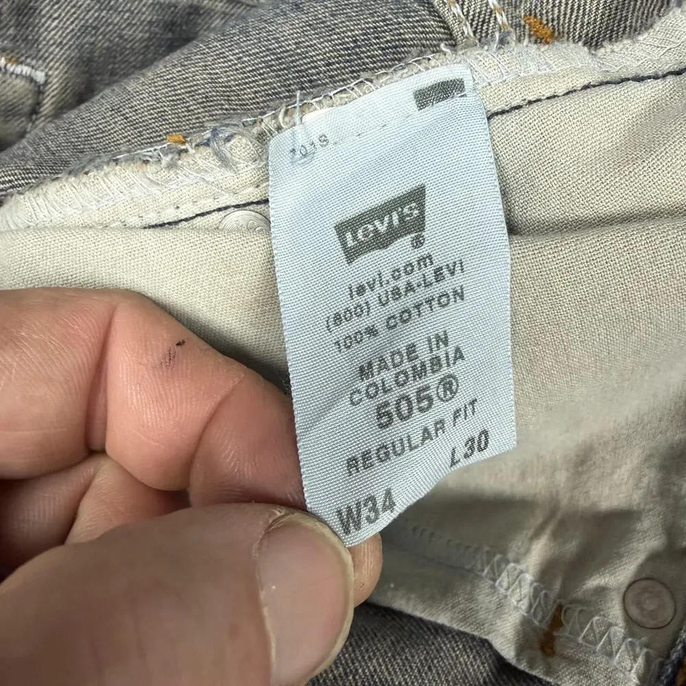 Levis 505 Regular Fit Jeans Mens 34x29 Blue Straight Denim Mid Wash Classic